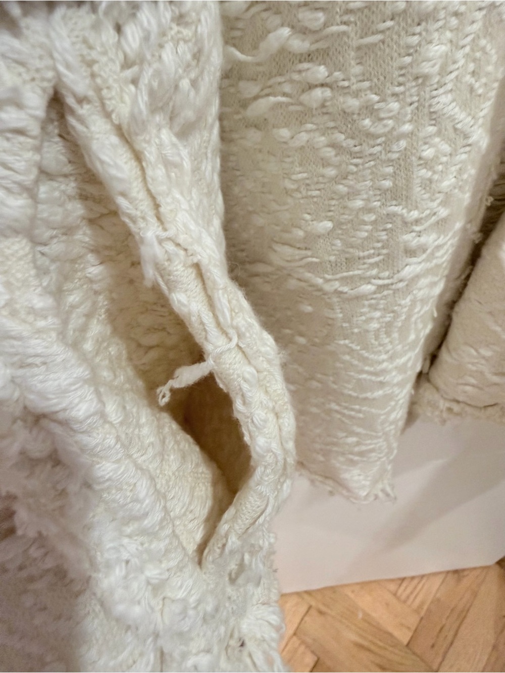 Free People Ivory Comb Textured Zip Jacket Sweater Size M NWT - Picture 14 of 16